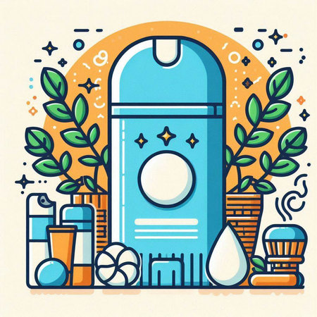 Cosmetic products in flat linear style. Vector illustration for web design.のイラスト素材