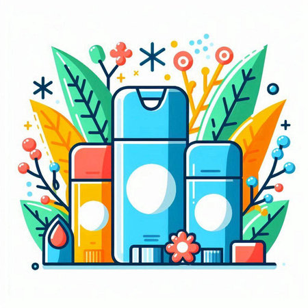 Cosmetic bottles with cream, gel, lotion, shampoo, shower gel, face cream. Vector illustration.のイラスト素材