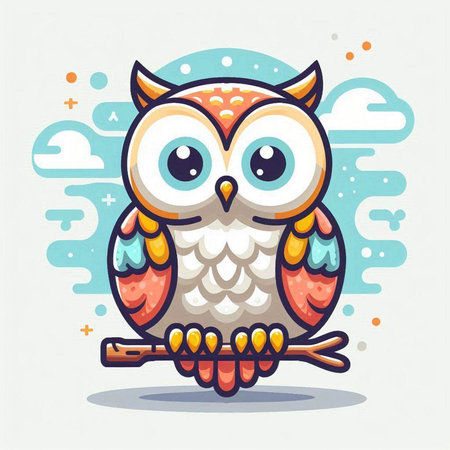 Cute cartoon owl with big eyes. Vector illustration for your designのイラスト素材