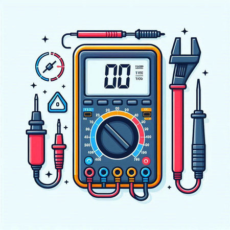 Digital multimeter, multimeter, soldering iron. Vector illustration.のイラスト素材