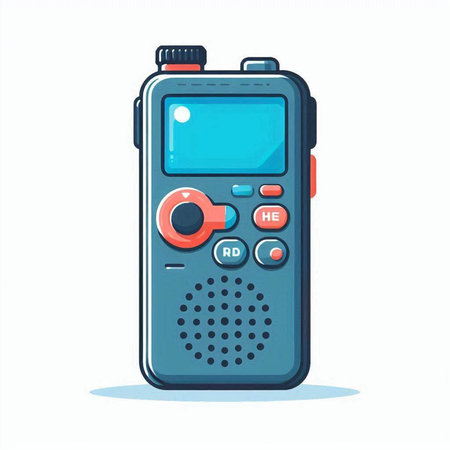 Retro portable radio. Vector illustration isolated on a white background.のイラスト素材