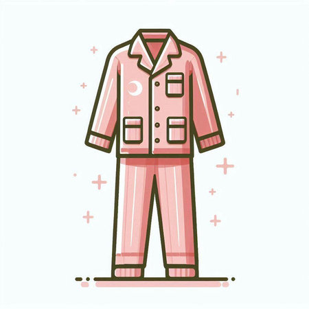 Vector illustration of a woman in pajamas and overalls.のイラスト素材