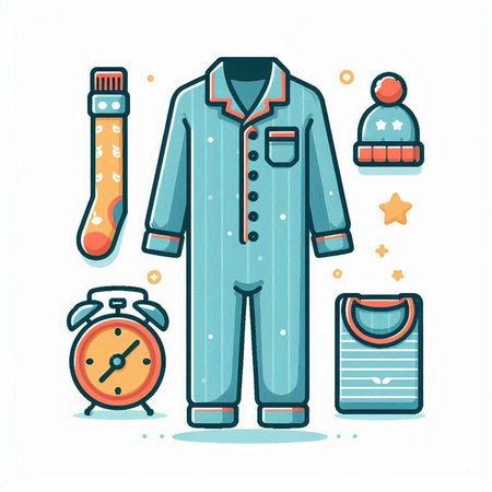 Pajamas, sleepwear and clothing. Vector illustration in flat styleのイラスト素材
