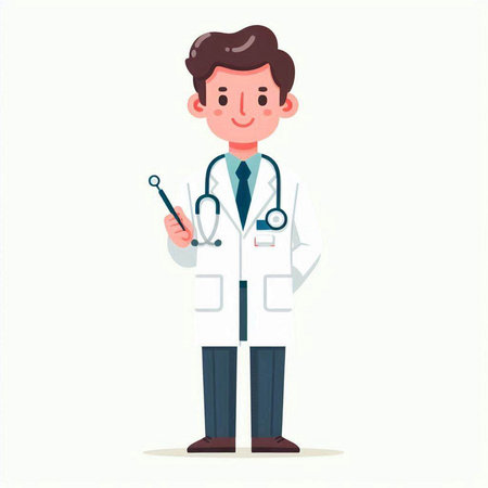 Male doctor in a white coat and a stethoscope. Vector illustration.のイラスト素材