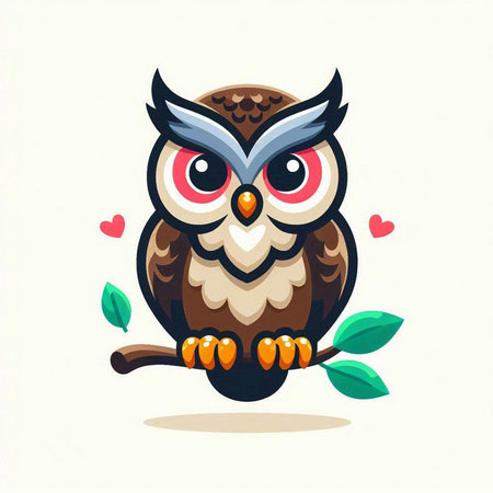 Cute cartoon owl on a white background. Vector illustration for your designのイラスト素材