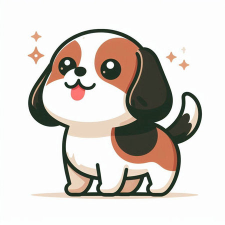 Cute cartoon dog. Vector illustration on white background. Isolated.のイラスト素材