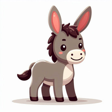 Cute cartoon donkey. Vector illustration isolated on a white background.のイラスト素材