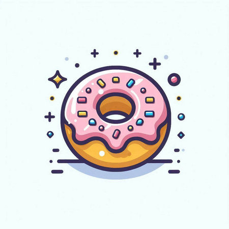 Donut icon in flat style. Glazed donut vector illustration.のイラスト素材