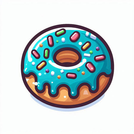 Cartoon donut with colorful glaze isolated on white background. Vector illustration.のイラスト素材