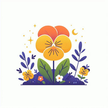 Flower in the garden. Colorful vector illustration on a white background.のイラスト素材