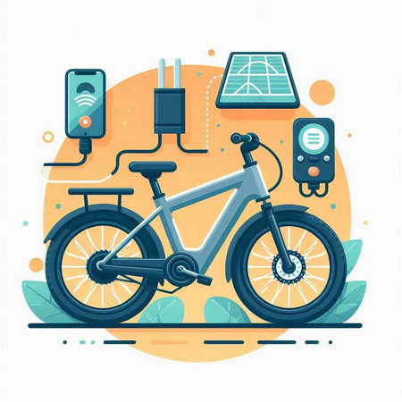Vector illustration of bicycle in flat design style on white background. Concept for web site and mobile app.のイラスト素材