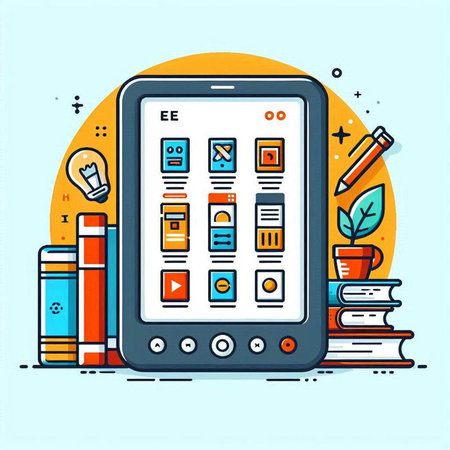 Smartphone with online education concept. Modern thin line style vector illustration.のイラスト素材