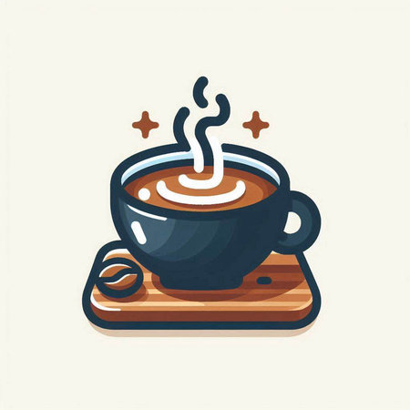 Cup of coffee with steam, hot drink, vector illustration.のイラスト素材