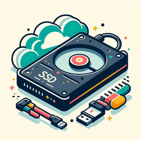 Vector illustration of a turntable with flash drive and usb flash driveのイラスト素材
