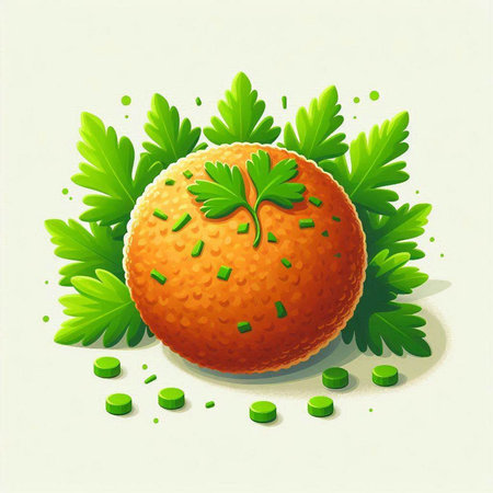 Orange with parsley and green leaves on white background. Vector illustration.のイラスト素材