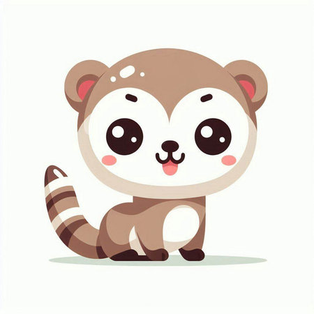 Cute cartoon raccoon. Vector illustration isolated on white background.のイラスト素材