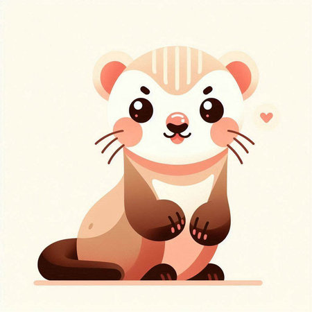 Cute cartoon otter sitting on the floor. Vector illustration.のイラスト素材