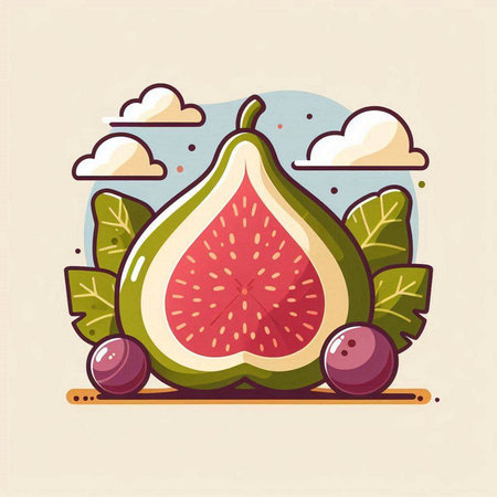 Fruit icon with figs and plums. Vector illustration.のイラスト素材