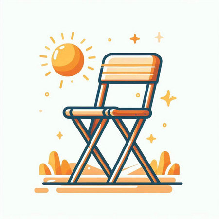 Deck chair icon in thin line style on white background. Vector illustration.のイラスト素材