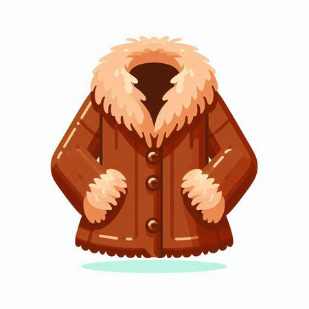 Vector illustration of a brown fur coat isolated on a white background.のイラスト素材