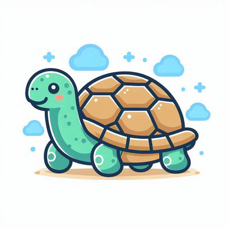 Cute little turtle character. Vector illustration in flat cartoon style.のイラスト素材