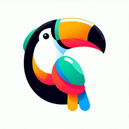 Colorful toucan bird logo. Vector design template elements for your application or corporate identity.のイラスト素材