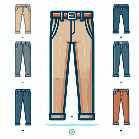 Set of pants. Vector illustration of a pair of men's jeans.のイラスト素材