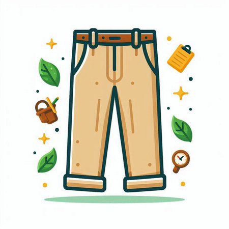 Trousers and accessories. Flat style vector illustration on white background.のイラスト素材