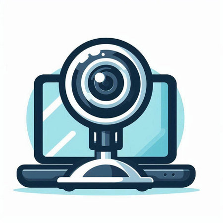 Vector illustration of a web camera and a laptop on a white backgroundのイラスト素材