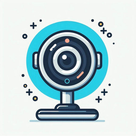 Webcam icon in flat style. Webcam vector illustration on white background.のイラスト素材