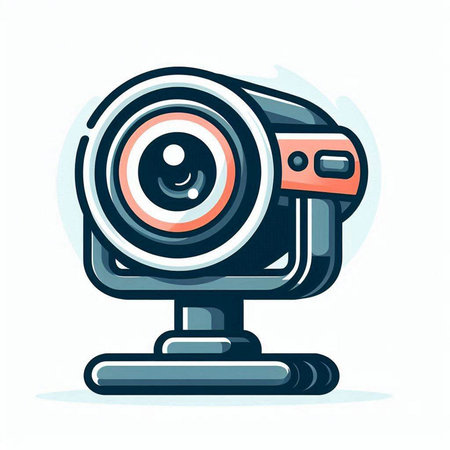 Cinema camera icon in cartoon style. Vector illustration isolated on white background.のイラスト素材