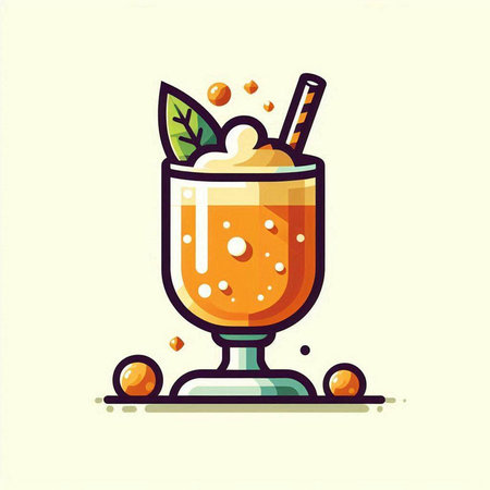 Cocktail with ice, orange juice and cinnamon. Vector illustration.のイラスト素材