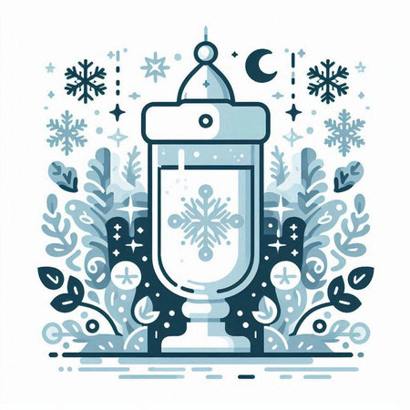 Vector illustration of christmas lantern with snowflakes on white background.のイラスト素材