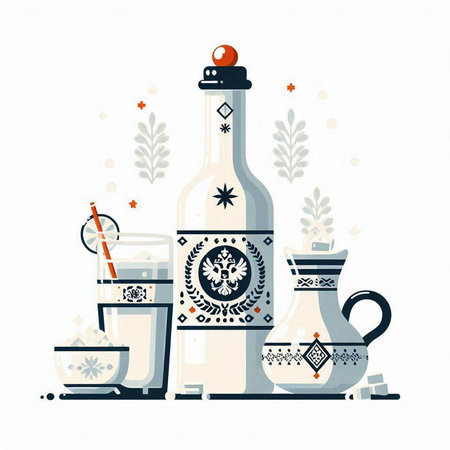 Vector illustration of teapot, cup and glass with drink.のイラスト素材