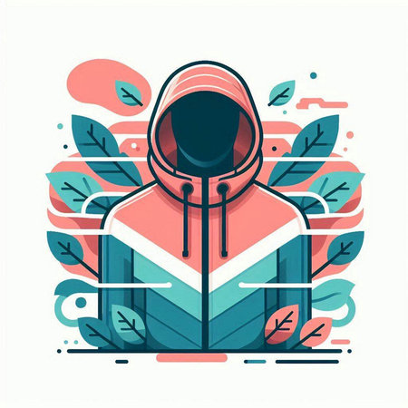 Hooded man in a raincoat with a hood. Flat style vector illustration.のイラスト素材