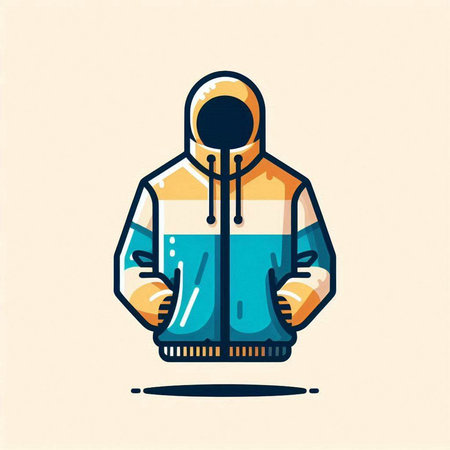 Vector illustration of a hooded jacket with a hood in a flat style.のイラスト素材