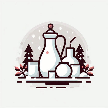 Christmas and New Year vector illustration. Line art style design element.のイラスト素材