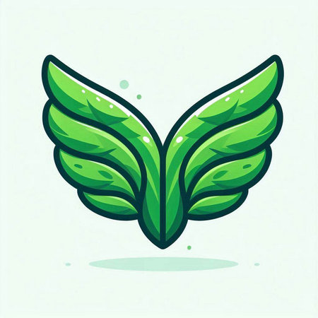Leaf icon in trendy flat style on light green background. Vector illustration.のイラスト素材