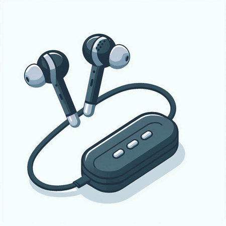 Wireless headphones isolated on white background. Vector isometric illustration.のイラスト素材