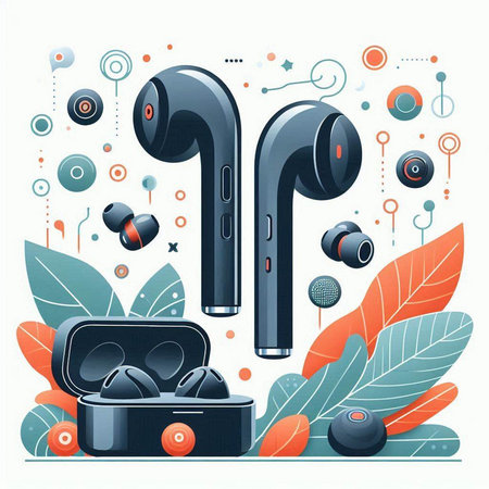 Vector illustration of headphones and earphones in flat style on white background.のイラスト素材