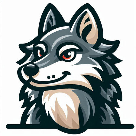 Illustration of a wolf head mascot isolated on a white background.のイラスト素材