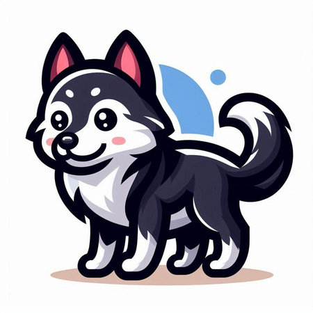 Cute black and white siberian husky dog vector illustrationのイラスト素材