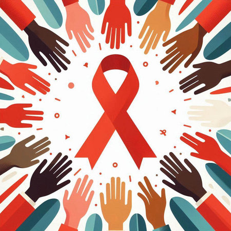 World Aids Day Background with Red Ribbon. Vector Illustration.のイラスト素材