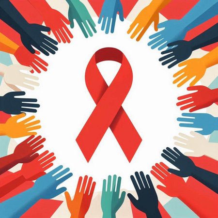 World Aids Day background with red ribbon. Vector Illustration.のイラスト素材