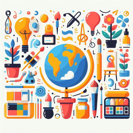 Flat design modern vector illustration concept of education, back to school, online courses, web banners and social media posts.のイラスト素材