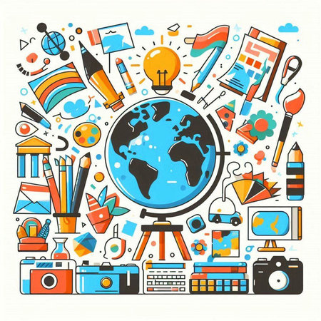 Vector illustration of travel and vacation concept. Line art design for web, site, advertising, banner, poster, board and print.のイラスト素材