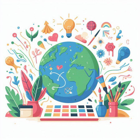 Flat design vector illustration concept of education, back to school, online learning.のイラスト素材