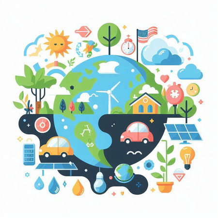 Ecology concept. Save the planet. Vector illustration in flat styleのイラスト素材