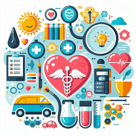 Flat design concept of healthcare and medical services. Vector illustration.のイラスト素材