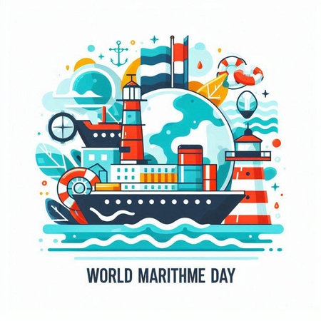 World Maritime Day. Vector flat illustration on white background. World Maritime Day.のイラスト素材